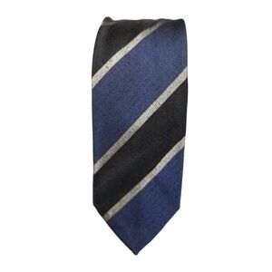Vintage Battaglia Luxury Blue Striped Academia Preppy Silk Tie